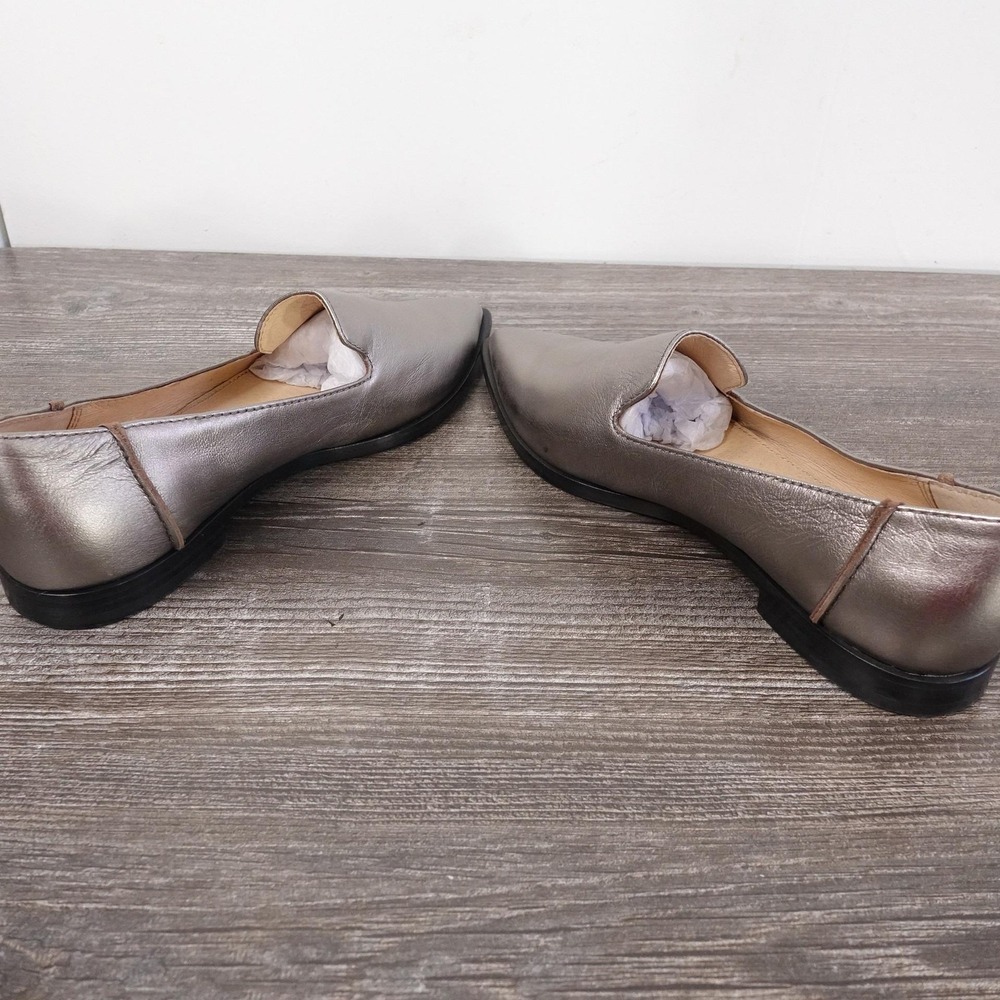 New! Frye Shoes Womens Size 6 Silver Kenzie Venetian Slip On Leather Flats - Picture 6 of 9